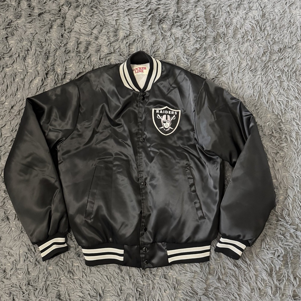 Vintage Locke Line Satin Raiders Bonner Jacket Men's Size Medium USA 90s 80s NFL